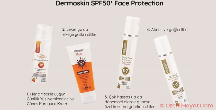 DERMOSKIN GÜNEŞ SERİSİNDE TÜM CİLT TİPLERİNE NAZARAN MÜDAFAA VAR!