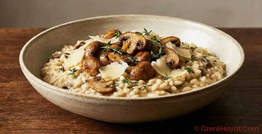 İtalyan mutfağı esintisi: Kremalı mantarlı arpa şehriye risotto tarifi!
