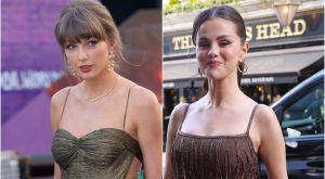 Taylor Swift and Selena Gomez Perfect the Metallic Wedding Guest Dress Formula